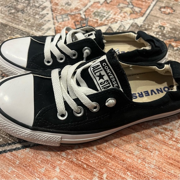 Converse Black and White Low-Top Sneakers with Canvas Upper - Picture 2 of 5